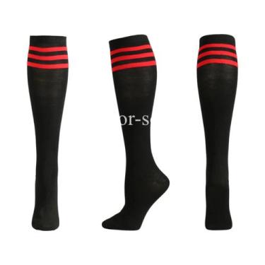 Imagem de Meias De Compressão Antiderrapantes Até O Joelho, Listradas, Para Fute