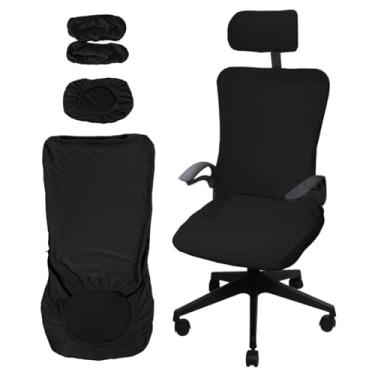 Imagem de Daunkang Conjunto de capas ergonômicas para cadeira de escritório com capa elástica para cadeira de computador e encosto de cabeça, capas protetoras laváveis para cadeira giratória de computador, 4