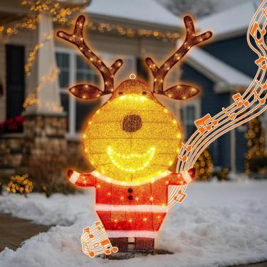 Imagem de Rena Iluminada para Exterior PEIDUO 79 cm 146 LEDs com Sensor de Músic