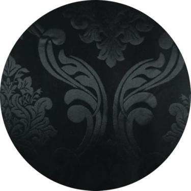 Imagem de Tecido Jacquard Jacar Medalhão Adamasco ou Adamascado Brocado 2,80 Metros de Largura Para Toalha de Mesa, Cortina, Forrar Almofada Cadeira Sofá 1 metro (Preto01)