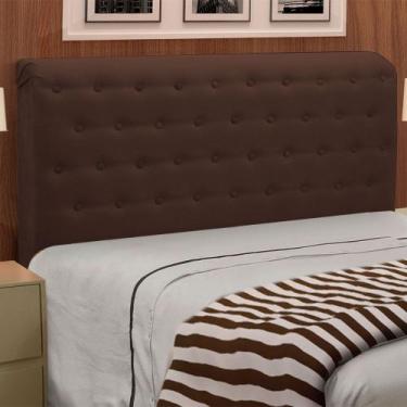 Imagem de Cabeceira Giovana Cama Box Queen Casal 160 cm Suede Marrom - D'Rossi -