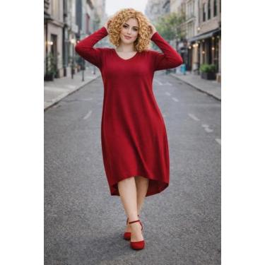 Imagem de Vestido Mullet Manga Longa Moda Femenina - modanascimento, Vermelho, P