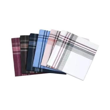 Imagem de Lenços De Bolso Clássicos Masculinos Com Estampa Xadrez E Listras, 12 