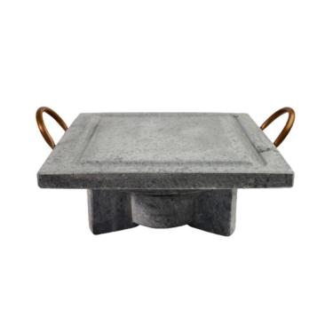 Imagem de Fogareiro Réchaud G E Chapa Quadrada 25X25Cm Pedra Sabão.