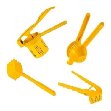 Imagem de Kit Espremedores Limão, Alho, Batata + Martelinho Colorido - Kiutil, C