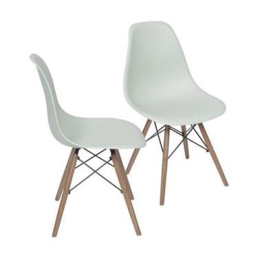 Imagem de Kit 2 Cadeiras Boxbit Dkr Eames Base Em Madeira Verde Claro