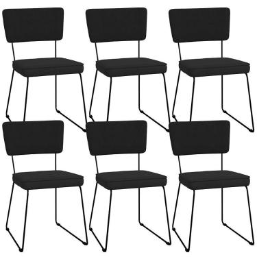 Imagem de Kit 06 Cadeiras Allana L02 Suede Preto