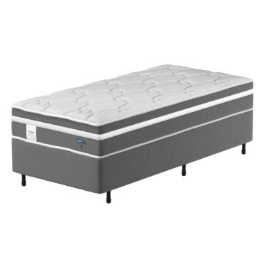 Imagem de Cama Box Colchão Solteiro Molas Ensacadas Euro In Up 88x188x64cm Cinza/branco Probel Cinza / Branco