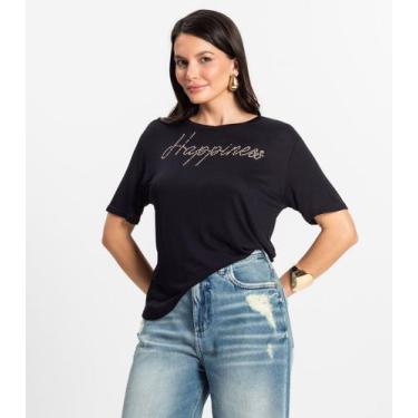 Imagem de Blusa Feminina Manga Curta Visco Tricot Rovitex Preto, P, Preto
