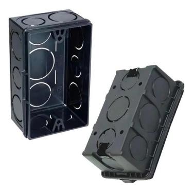 Imagem de Kit c/240 caixas tomada luz embutir 4x2 reforçada preto amanco