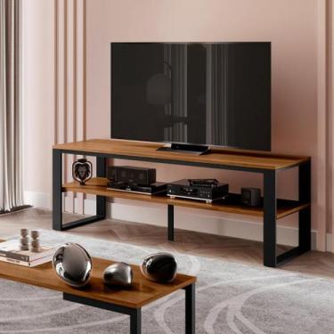 Imagem de Rack Estilo Industrial Sofisticado Prateleiras MDF Reforçadas Para TV 