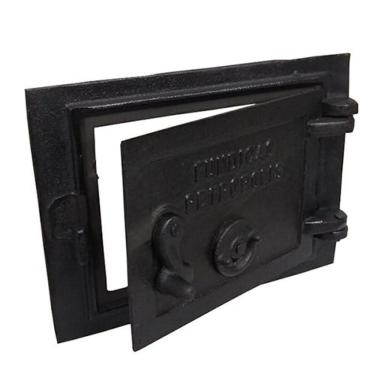 Imagem de Porta Ferro Fundido Fornalha Cinzeiro Fogão A Lenha Suspiro Frontal 28x35cm