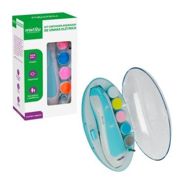 Imagem de Kit Lixador Cortador Unha Bebê Recém-Nascido Elétrico Azul - Mixtou