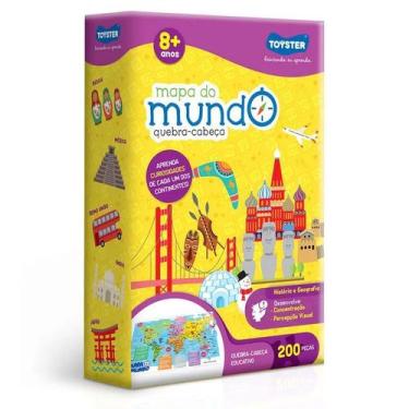 Imagem de Quebra - Cabeça 200 Peças - Mapa do Mundo - Toyster
