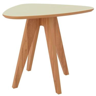 Imagem de Mesa Lateral Para Sala de Estar Orgânica Selly D03 Off White Freijó - Lyam Decor