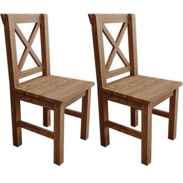 Imagem de Kit 02 Cadeiras Decorativas Rústica Para Sala De Jantar Dalla Madeira 