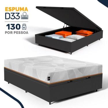 Imagem de Cama Box Baú com Colchão de Espuma D33 Enrolado Sonno Full Umaflex Cas