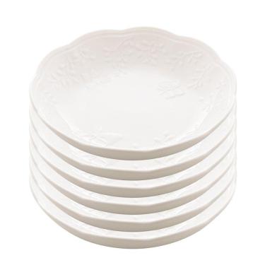 Imagem de Jogo 6 Prato Fundo Branco De Porcelana New Bone Butterfly Flower Flores 21cm Lyor