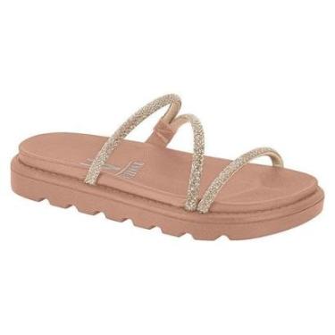 Imagem de Sandalia Papete Vizzano Strass Feminina Brilho Flatform-Feminino