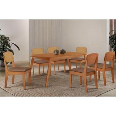 Imagem de Sala Jantar Mesa Havana Tampo Curvo 180cm+6 Cadeiras Havana Naturale -