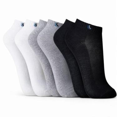 Imagem de Kit 3 Pares Meias Sport Walk Cano Curto Lupo Algodão, M, Branco, Cinza