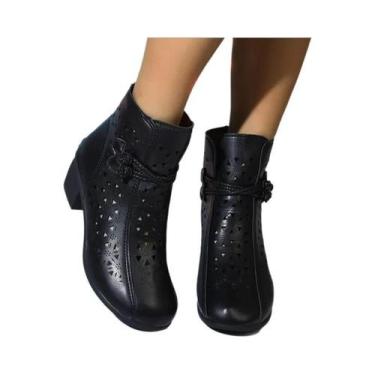 Imagem de Botas Femininas De Verão Com Salto Médio Vazado, Respiráveis, Confortá