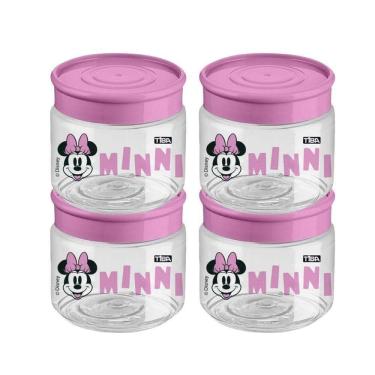 Imagem de Kit 4 Mini Pote Multiuso Minnie Mouse 160ml Rosa Bpa Free Licenciado Disney