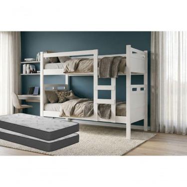 Imagem de Beliche Jaspe Branca Com 02 Colchões D20 12cm