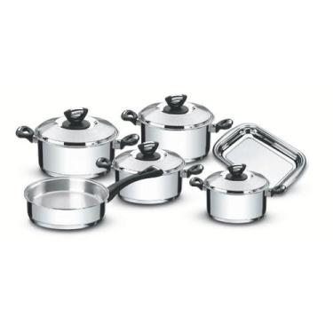 Imagem de Jogo de Panelas Tramontina Solar Baquelite em Aço Inox Fundo Triplo 6 