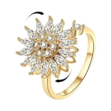 Imagem de Anel Giratório Antiestresse Feminino Com Design De Girassol, Borboleta