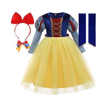 Imagem de Vestido De Princesa Branca De Neve Amarelo Para Meninas, Acessórios De