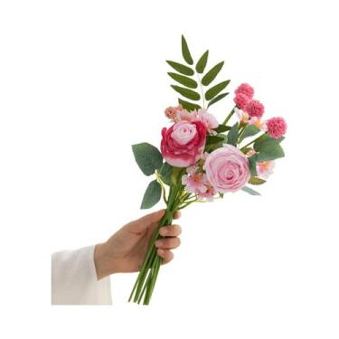 Imagem de Buquê De Flores Artificiais Rosas Falsas Decoração Para Casamento E Sa