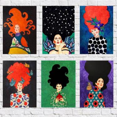 Imagem de Kit 6 Placas Decorativas Mulheres 18x27cm