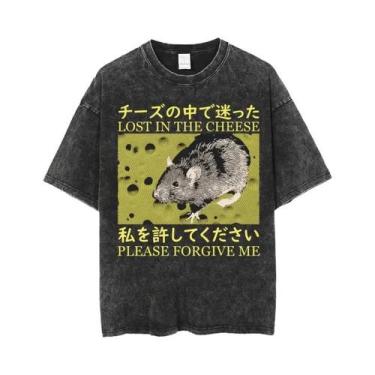 Imagem de Camiseta Masculina Oversized Com Estampa De Sapo Engraçado, Estilo Jap