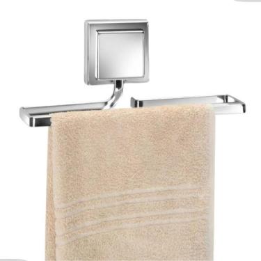 Imagem de Porta Toalha de Rosto Barra Banheiro Lavabo Toalheiro Sem Furo Fixação