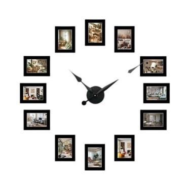Imagem de Relógio De Parede Moderno DIY Com Adesivos De Porta-Retratos Para Deco