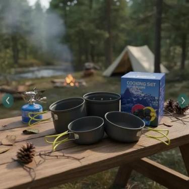 Imagem de Kit Panelas Camping Aluminio 4 Peças P/ Acampamento Cozinha - Yeet