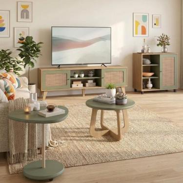 Imagem de Sala de Estar Charlotte - Rack Tv 75'' - Aparador - 2 Mesas Carvalho /