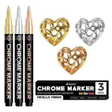 Imagem de Marcadores de Tinta Pagather 3 Peças Cromo Dourado Prata Bronze