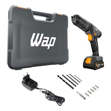 Imagem de Furadeira E Parafusadeira Bateria 12v Com Maleta - Wap Colorido 12v