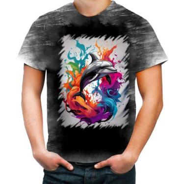 Imagem de Camiseta Desgaste Golfinho Inteligência Arte Pintura 9 - Kasubeck Stor