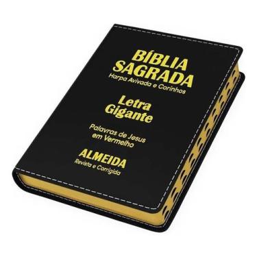 Imagem de Biblia Sagrada Letra Gigante Luxo Popular - Preta - Com Harp - Congrat
