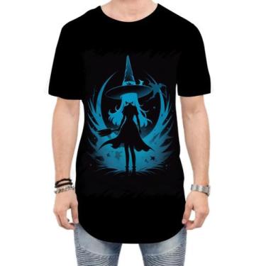 Imagem de Camiseta Longline Bruxa Halloween Azul Festa 9 - Kasubeck Store, G