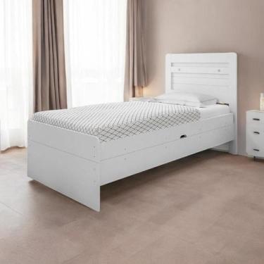 Imagem de Cama Solteiro Baú Larissa Branca Com Colchão - FRAMAR