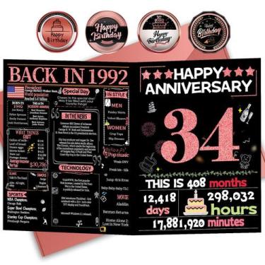 Imagem de Cartão de Aniversário Joycard 34º Casamento Esposa 1992