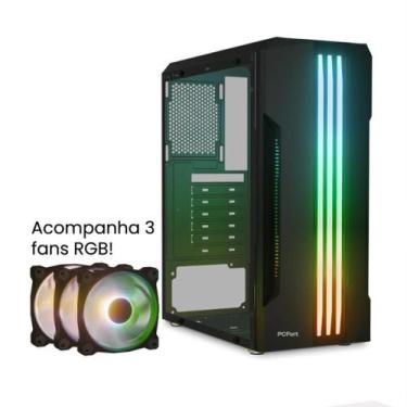 Imagem de Gabinete Gamer PCFort Lines RGB com 3 fans RGB, ATX Preto
