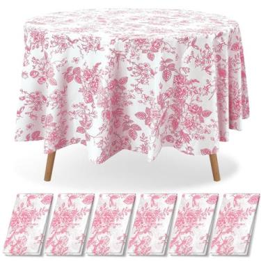 Imagem de Toalha de Mesa Ganeen 6 Unidades Redonda 213 cm Impermeável Floral