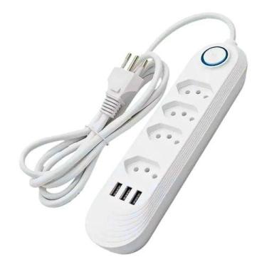 Imagem de Filtro De Linha 4 Tomadas E 3 Usb Bivolt De 2 Metros Ka-7002 - NoBrand