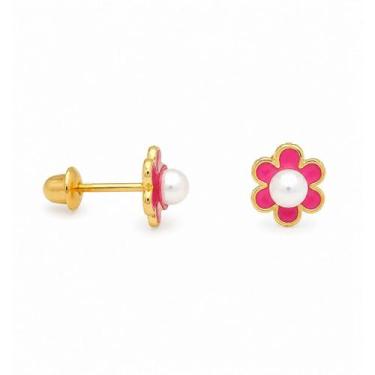Imagem de Brinco em Ouro 18k com Pérola e Flor Baby - Par - Justino Ribas