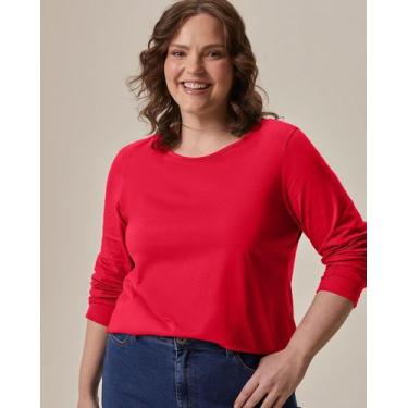 Imagem de Blusa Básica Feminina Plus Size Manga Longa Em Algodão - Malwee Plus, 